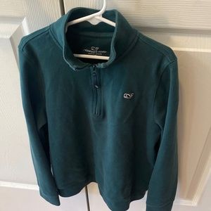 VINEYARD VINES KIDS GREEN PULLOVER WITH ZIPPER